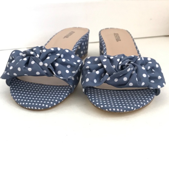 JUSTFAB Polka Dot Sandals Block Heel Dress Sandals Blue White Etna Size 8.5 NEW - Picture 7 of 16
